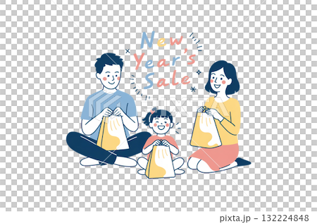 購物回家後，一家人期待自己的福袋 132224848