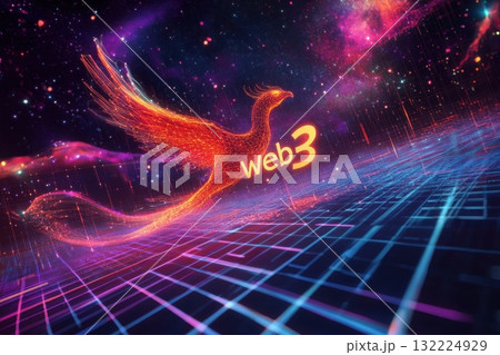 Vibrant Digital Phoenix Symbolizing the...のイラスト素材 [132224929] - PIXTA