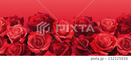 A Vibrant Display of Red Roses in Varying Shades with a Smooth Gradient Background for Floral Designs or Romantic Themes 132225038