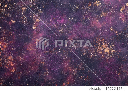 Vibrant Cosmic Background with Rich Purple, Black, and Gold Tones Creating a Mystical and Celestial Atmosphere for Artistic Use 132225424