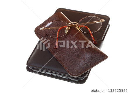 glasses eBook reader isolated on white 132225523