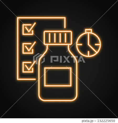 Medicament stability testing neon icon Medicament stability testing neon icon 132225650
