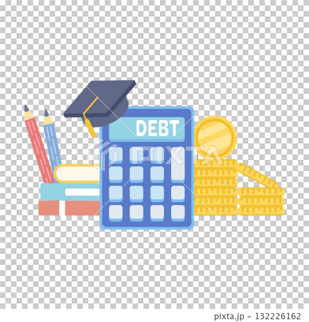 Illustration of tuition fees and education loans 132226162