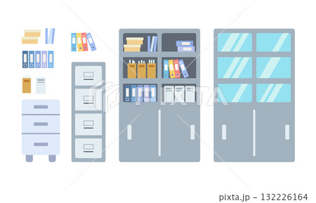 オフィスのキャビネットのイラストセット 132226164