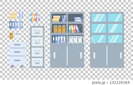 オフィスのキャビネットのイラストセット 132226164