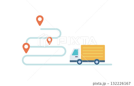 荷物を運ぶトラックのルート 132226167