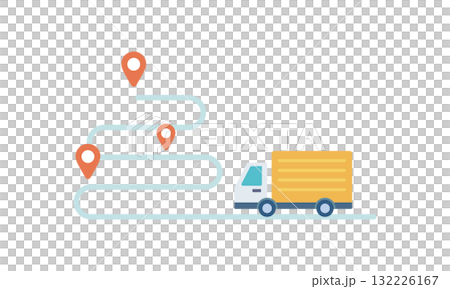 荷物を運ぶトラックのルート 132226167