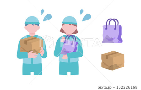 破損した荷物を持つ配達員 破損した荷物を持つ配達員 132226169