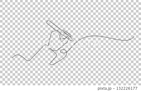 一筆書きのペンと手のイラスト 一筆書きのペンと手のイラスト 132226177