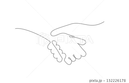 一筆書きの握手のイラスト 132226178