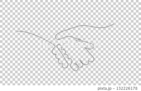 一筆書きの握手のイラスト 132226178
