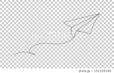 Illustration of a flying paper airplane drawn in one stroke 132226180
