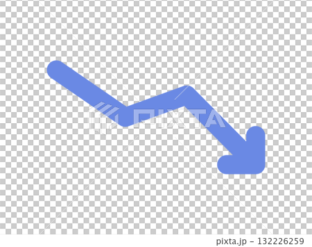 A blue arrow zigzagging up and down and pointing downwards - Popular, price increase and price rise icon material A blue arrow zigzagging up and down and pointing downwards - Popular, price increase and price rise icon material 132226259