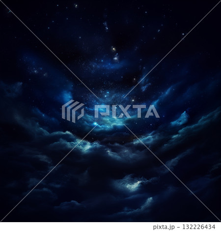 Dark magical night sky with bright star constellation. Cosmic background 132226434