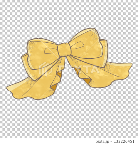 Watercolor illustration of yellow ruffle ribbon 132226451