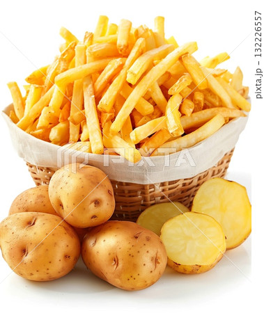 素材から完成まで：じゃがいもとフライドポテト 132226557