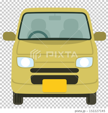 真正面の軽自動車のイラスト（主線なし・フラットデザイン） 132227145