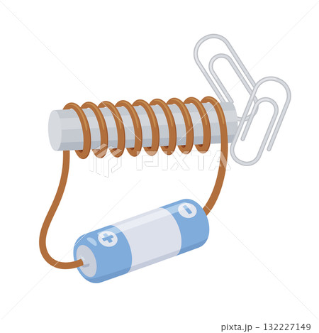 電磁石にクリップがくっついているイラスト 132227149