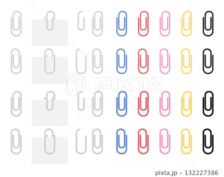 紙を挟みやすいクリップのイラスト素材セット 132227386