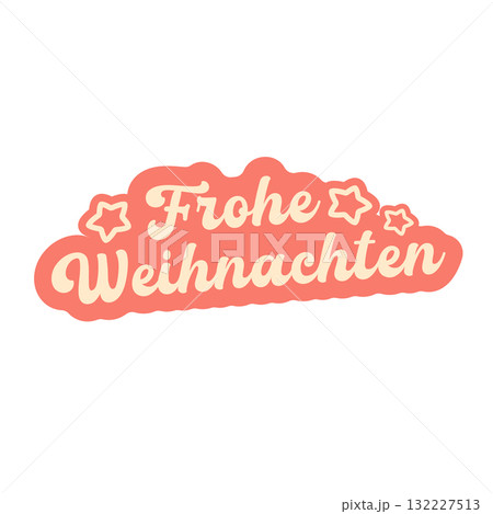 Frohe weihnachten Merry Christmas in German quote pink sticker vector design, creative holiday typography, modern festive graphic art for cards, invitations, social media banners, and decorations. Frohe weihnachten Merry Christmas in German quote pink sticker vector design, creative holiday typography, modern festive graphic art for cards, invitations, social media banners, and decorations. 132227513