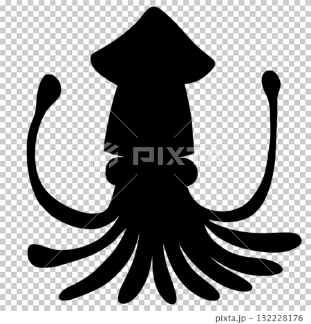魷魚剪影圖 132228176