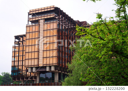 Former La Royale Belge headquarters by Rene Stapels and Pierre Dufau architects from 1970 architectural detail, currently hotel Mix Brussels, Belgium 132228200
