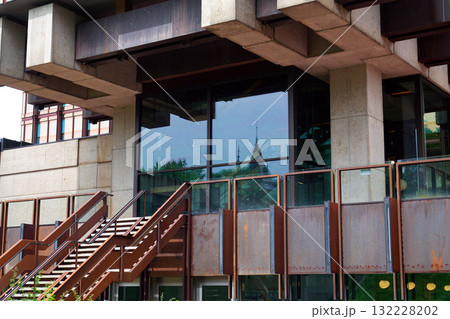 Former La Royale Belge headquarters by Rene Stapels and Pierre Dufau architects from 1970 architectural detail, currently hotel Mix Brussels, Belgium 132228202