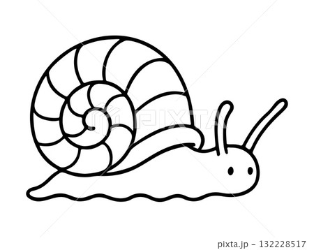 Cute snail. Doodle style. Hand drawn black and white isolated icon. 132228517