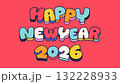 New year 2026 typography greeting and wish for decoration sweet color 132228933
