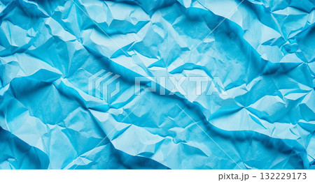 Background made of crumpled blue paper, texture for design 132229173