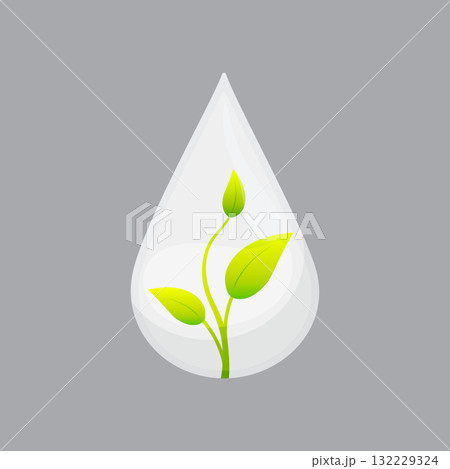 Drop with Sprout Isolated Vector. 132229324