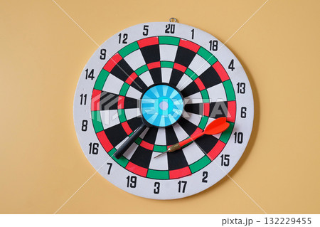 Dart board game with magnifying, Leader concept. Dart board game with magnifying, Leader concept. 132229455