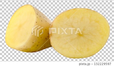 two sliced potatoes isolated two sliced potatoes isolated 132229597