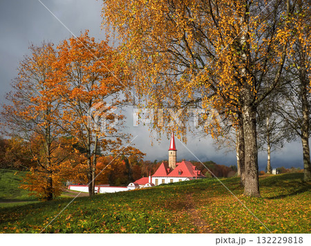 Beautiful sunny autumn park. Gatchina Beautiful sunny autumn park. Gatchina 132229818