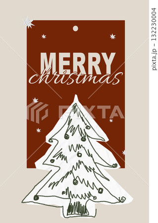 Merry Christmas card featuring a festive tree design and simple holiday decorations 132230004