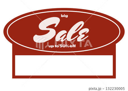 Big sale sign with discount offer in bold text on a red background 132230005