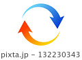青とオレンジのグラデーションが美しい循環矢印のイラスト 青とオレンジのグラデーションが美しい循環矢印のイラスト 132230343