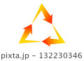 オレンジと黄色のグラデーションの情熱的な三角形の循環矢印のイラスト オレンジと黄色のグラデーションの情熱的な三角形の循環矢印のイラスト 132230346
