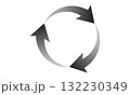 モノクロのグラデーションで表現されたシンプルな循環矢印のイラスト モノクロのグラデーションで表現されたシンプルな循環矢印のイラスト 132230349