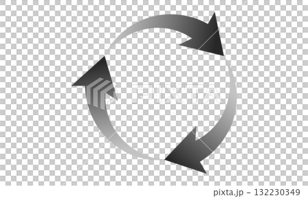 モノクロのグラデーションで表現されたシンプルな循環矢印のイラスト 132230349