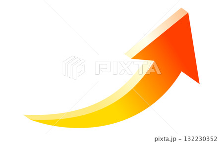 アイソメトリックな赤とオレンジのグラデーションの上昇矢印 132230352