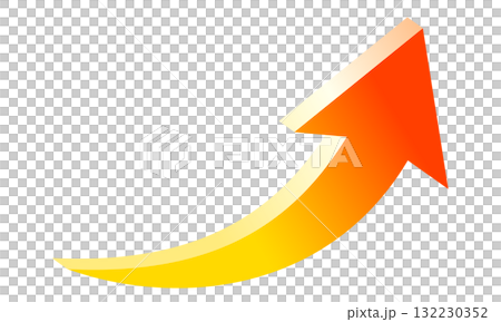 アイソメトリックな赤とオレンジのグラデーションの上昇矢印 132230352