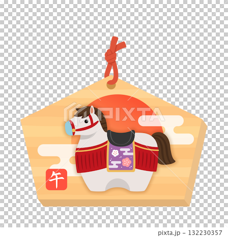 White Horse Ema New Year's Card Material 2026 - Horse 132230357