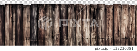 Wooden brown rustic board wood grunge old fence gate on transparent background cutout, PNG file. Mockup template 132230381