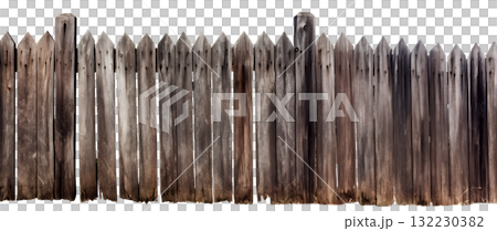 Wooden brown rustic board wood grunge old fence gate on transparent background cutout, PNG file. Mockup template 132230382