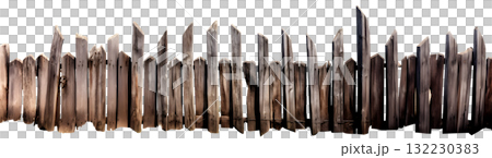 Wooden brown rustic board wood grunge old fence gate on transparent background cutout, PNG file. Mockup template for artwork design 132230383