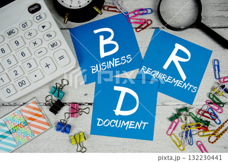 BRD Business Requirements Document text phrase of business and financial concept BRD Business Requirements Document text phrase of business and financial concept 132230441