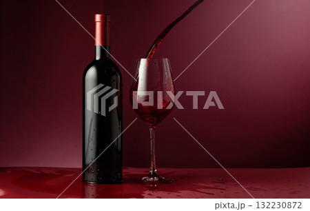 Red wine on a dark red background. Red wine on a dark red background. 132230872