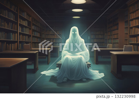 A ghost sits in the middle of the library 132230998