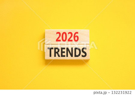 2026 Trends new year symbol. Concept words 2026 Trends on beautiful wooden blocks. Beautiful yellow paper background. Business and 2026 Trends new year concept. Copy space. 2026 Trends new year symbol. Concept words 2026 Trends on beautiful wooden blocks. Beautiful yellow paper background. Business and 2026 Trends new year concept. Copy space. 132231922